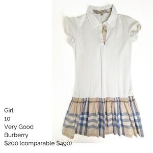 Burberry Kids' White and Tan Polo Dress